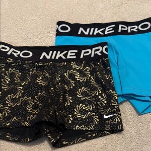 Nike Women's Athletic Shorts - Black and Blue